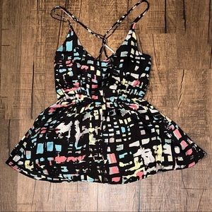 Medium multi-color hem spaghetti strap